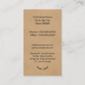 Carte De Visite Kraft rustique fait main (Dos)