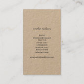 Carte De Visite Kraft Rustique fait main avec amour médias sociaux (Dos)