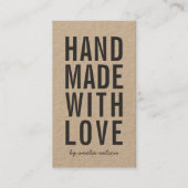 Carte De Visite Kraft Rustique fait main avec amour médias sociaux (Devant)