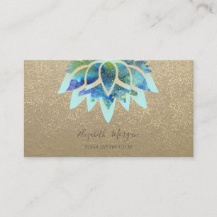 Carte De Visite Kraft Rustique, Lotus Bleu, Professeur de Yoga Con