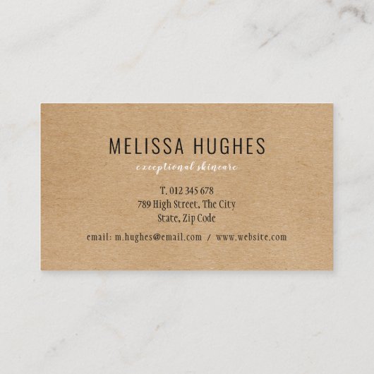 Carte De Visite Kraft rustique simple et moderne (Dos)