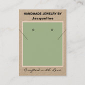 Carte De Visite Kraft Sage Necklace Earrings Logo Website QR Code (Devant)