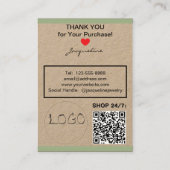 Carte De Visite Kraft Sage Necklace Earrings Logo Website QR Code (Dos)