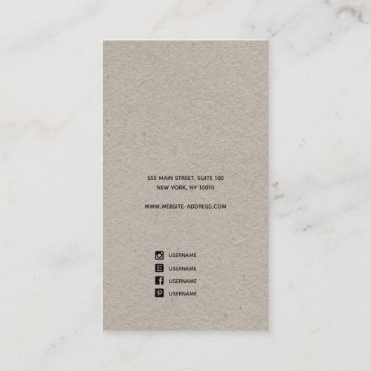 Carte De Visite Kraft Signature Script Écran d'oreille Écran Entre (Dos)