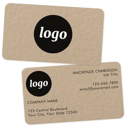 Carte de visite Kraft simple logo et texte