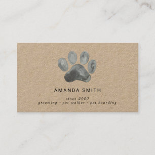 Carte de visite kraft symbole de patte aquarelle r