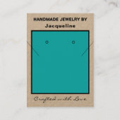Carte De Visite Kraft Teal Necklace Earrings Logo Website QR Code (Devant)