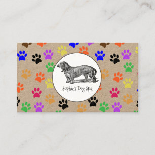Carte De Visite Kraft Whimsical Dog Et Empreinte de patte Motif Gr