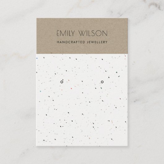 CARTE DE VISITE KRAFT WHITE TERRAZZO TEXTURE EARRY AFFICHER LOGO (Devant)