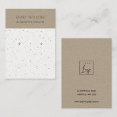 CARTE DE VISITE KRAFT WHITE TERRAZZO TEXTURE EARRY AFFICHER LOGO (Devant / Derrière)
