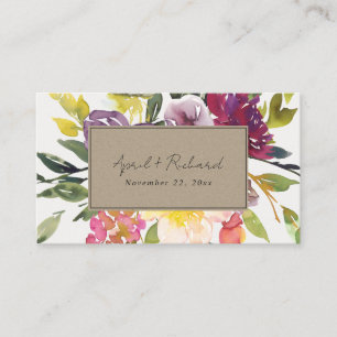 CARTE DE VISITE KRAFT YELLOW BLUSH BURGUNDY FLORAL WEDDING WEBSITE