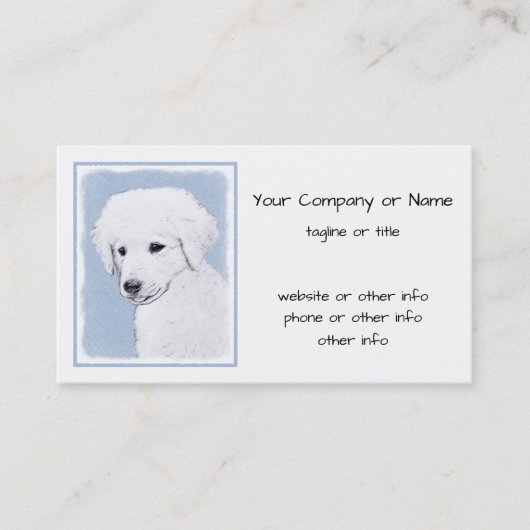Carte De Visite Kuvasz Peinture - Cute Original Chien Art (Devant)