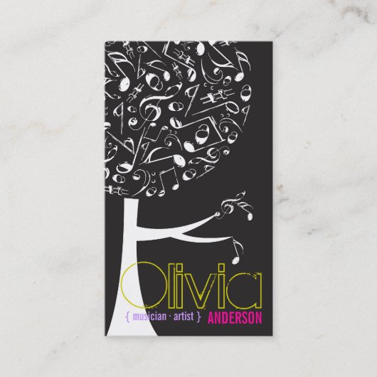 Carte De Visite La chanson blanche noire de notes musicales de (Devant)