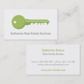 Carte De Visite La clé verte moderne loge l'agent immobilier (Devant / Derrière)