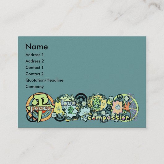 Carte De Visite La compassion de l'amour pour la paix (Devant)