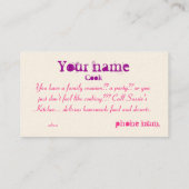 Carte De Visite La cuisine de Sussie (Dos)