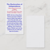 Carte De Visite La déclaration d'indépendance (Devant / Derrière)