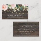 Carte De Visite la ficelle florale en bois rustique allume le (Devant / Derrière)