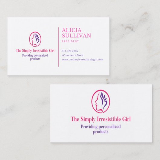 Carte De Visite La fille tout simplement irrésistible  (Devant / Derrière)