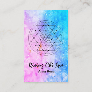 Carte De Visite La géométrie sacrée d'aquarelle de yoga de Reik