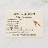 Carte De Visite La Grive Brown ou le Trasher Brown, New York Birds (Dos)