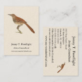 Carte De Visite La Grive Brown ou le Trasher Brown, New York Birds (Devant / Derrière)