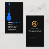 Carte De Visite La guitare du musicien bleu simple simple (Devant / Derrière)