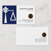 Carte De Visite La justice Fleur-De-Lis élégante mesure le blanc (Devant / Derrière)