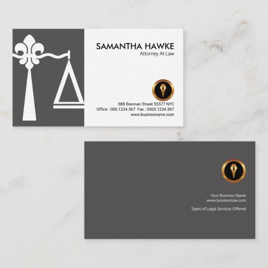 Carte De Visite La justice Fleur-De-Lis mesure la couverture (Devant / Derrière)