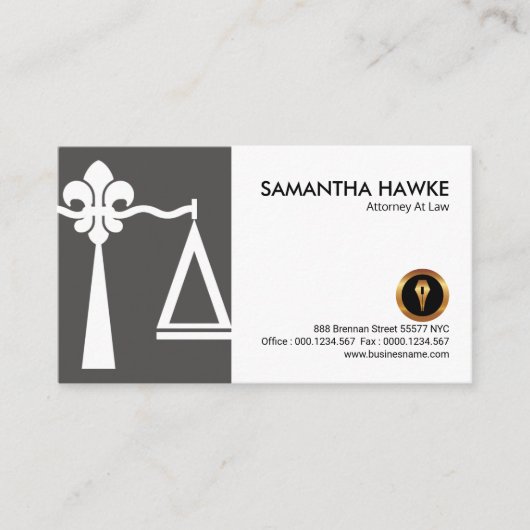 Carte De Visite La justice Fleur-De-Lis mesure la couverture (Devant)