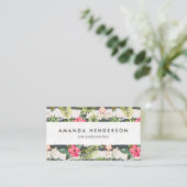 Carte De Visite La ketmie tropicale fleurit le motif de rayures de (Debout devant)