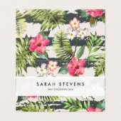 Carte De Visite La ketmie tropicale fleurit le motif de rayures de (Extérieur déplié)
