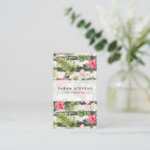 Carte De Visite La ketmie tropicale fleurit le motif de rayures de (Debout devant)