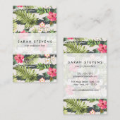 Carte De Visite La ketmie tropicale fleurit le motif de rayures de (Devant / Derrière)