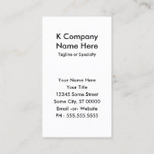 Carte De Visite la lettre K dans la langue des signes (Dos)