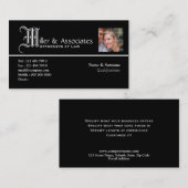 Carte De Visite La loi d'avocat de mandataire juridique (Devant / Derrière)