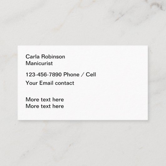 Carte De Visite La manucure de Beauty Nails (Dos)