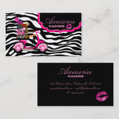 Carte De Visite La mode pince des lèvres de zèbre de noir de roses (Devant / Derrière)