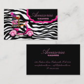 Carte De Visite La mode pince le zèbre de noir de roses indien de (Devant / Derrière)