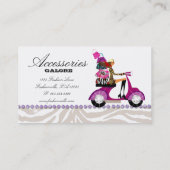 Carte De Visite La mode pince le zèbre de pourpre de bijoux (Dos)