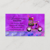 Carte De Visite La mode pince les plumes violettes de dentelle de (Dos)