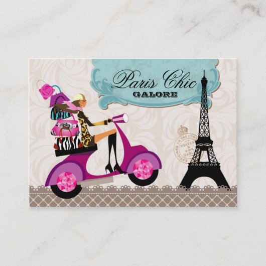 Carte De Visite La mode pince Tour Eiffel de Paris de scooter de (Devant)