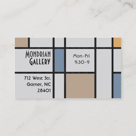 Carte De Visite La modernité de Mondrian (Dos)