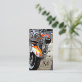 Carte De Visite La moto orange (Debout devant)