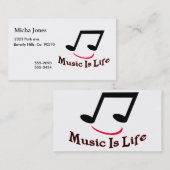 Carte De Visite La musique est note musicale de la vie (Devant / Derrière)