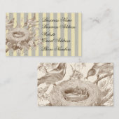 Carte De Visite La Petite Famille sur arrière - plan bleu et crème (Devant / Derrière)