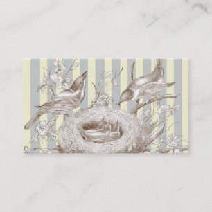 Carte De Visite La Petite Famille sur le bleu et la crème