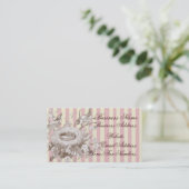 Carte De Visite La Petite Famille sur rose, crème et or (Debout devant)