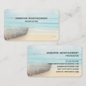 Carte De Visite La plage côtière avec un bateau de pêche (Devant / Derrière)