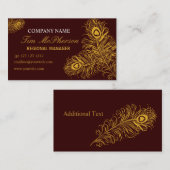 Carte De Visite La plume élégante moderne de Peacock (Devant / Derrière)